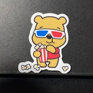 POOH WATCHING A 3D MOVIE STICKER